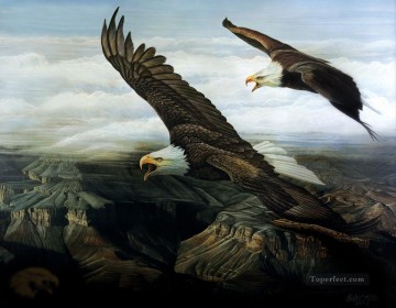 Eagles Echo oiseaux Peinture à l'huile